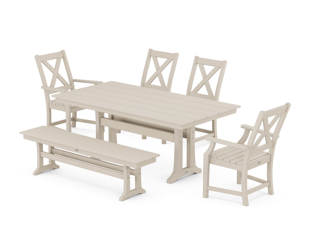 POLYWOOD® Braxton 6-Piece Farmhouse Dining Set With Trestle Legs
