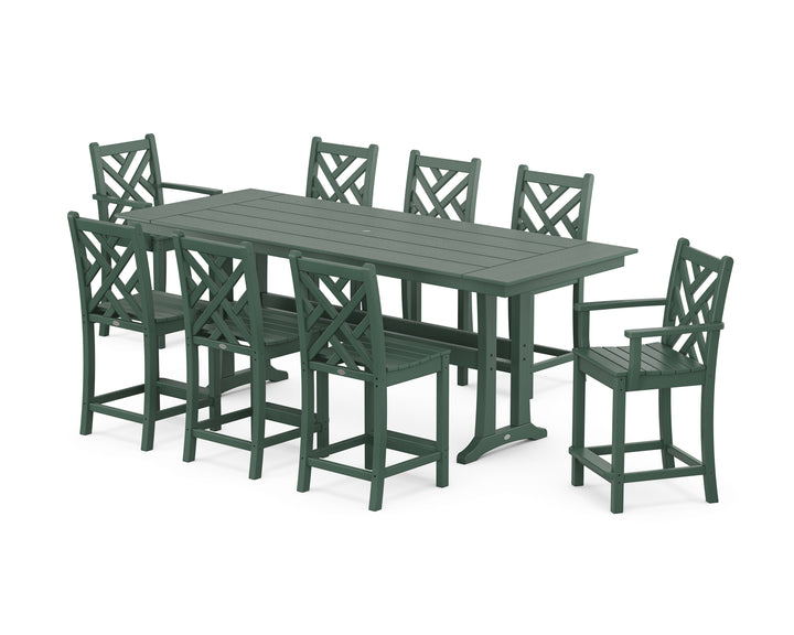POLYWOOD® Chippendale 9-Piece Farmhouse Counter Set with Trestle Legs