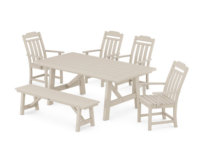 Cottage 6-Piece Rustic Farmhouse Dining Set with Bench