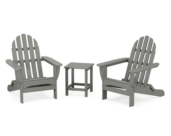POLYWOOD® Classic Folding Adirondack 3-Piece Set with Long Island 18" Side Table