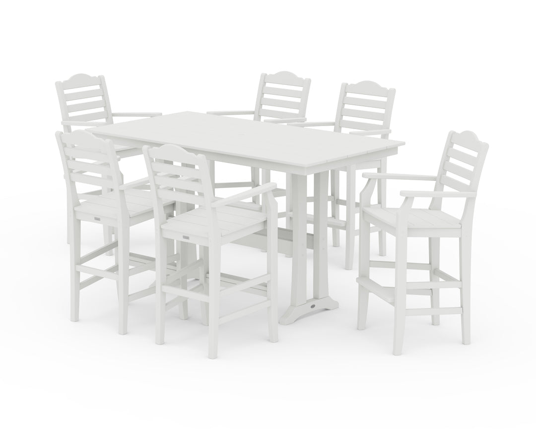 Draper James™ by  POLYWOOD® Savannah Arm Chair 7-Piece Farmhouse Bar Set with Trestle Legs