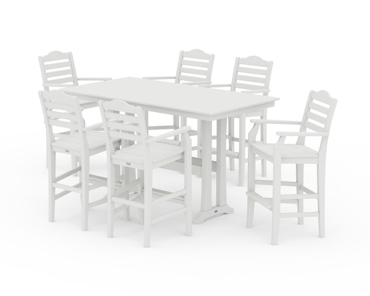 Draper James™ by  POLYWOOD® Savannah Arm Chair 7-Piece Farmhouse Bar Set with Trestle Legs