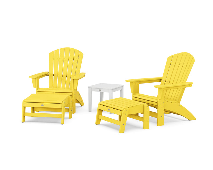 POLYWOOD® 5-Piece Nautical Grand Adirondack Set with Ottomans and Side Table