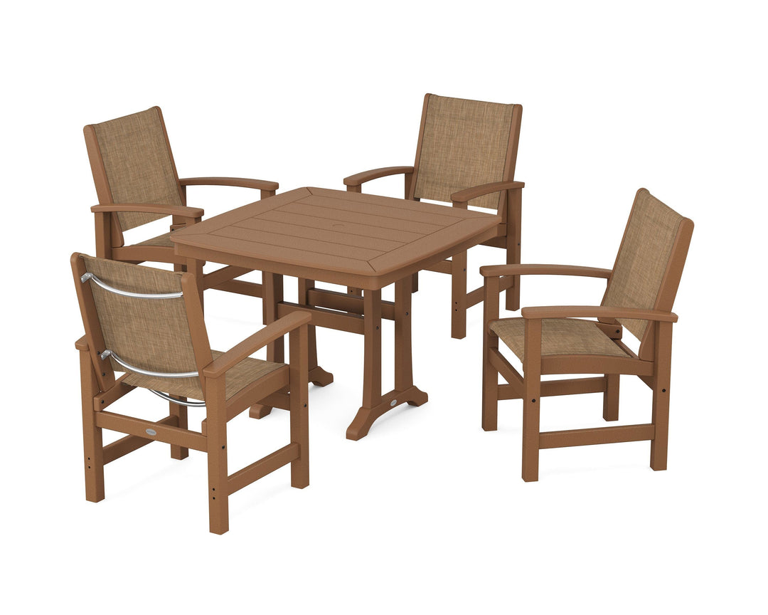 POLYWOOD® Coastal 5-Piece Dining Set with Trestle Legs