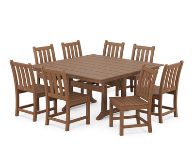 Traditional Garden 9-Piece Farmhouse Trestle Dining Set