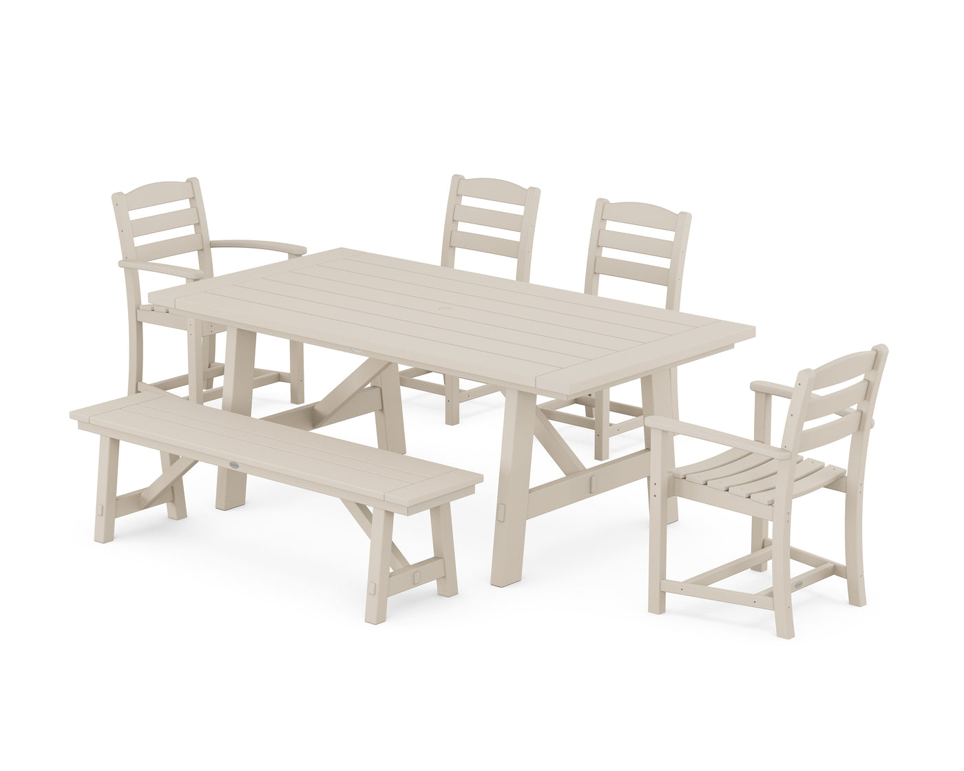 La Casa CafŽ 6-Piece Rustic Farmhouse Dining Set with Bench