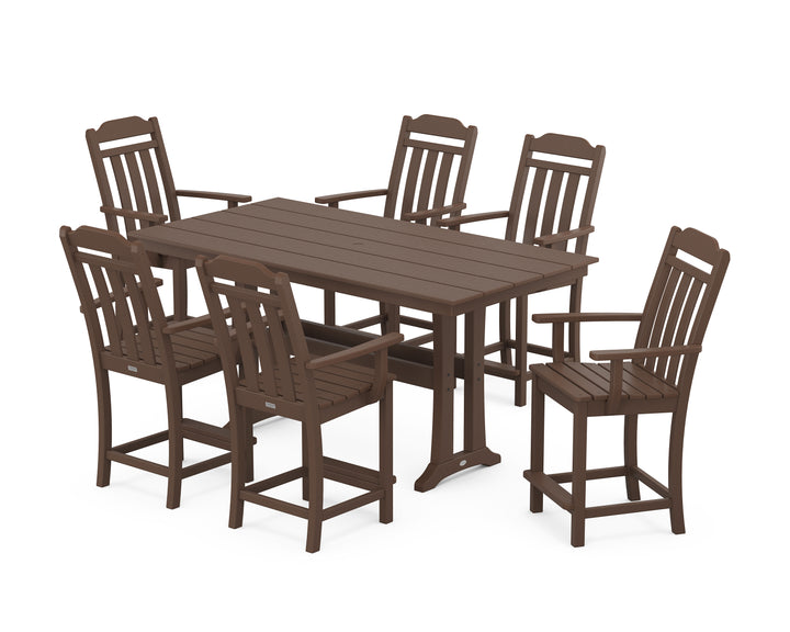 Country Living Cottage Arm Chair 7-Piece Farmhouse Counter Set with Trestle Legs