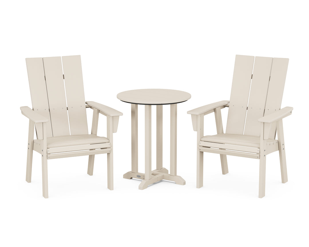 POLYWOOD® Modern Curveback Adirondack 3-Piece Round Bistro Dining Set