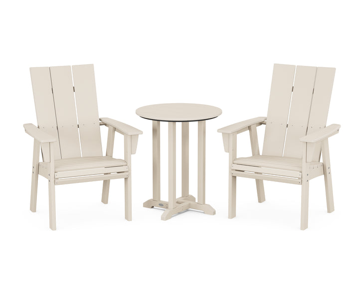 POLYWOOD® Modern Curveback Adirondack 3-Piece Round Bistro Dining Set