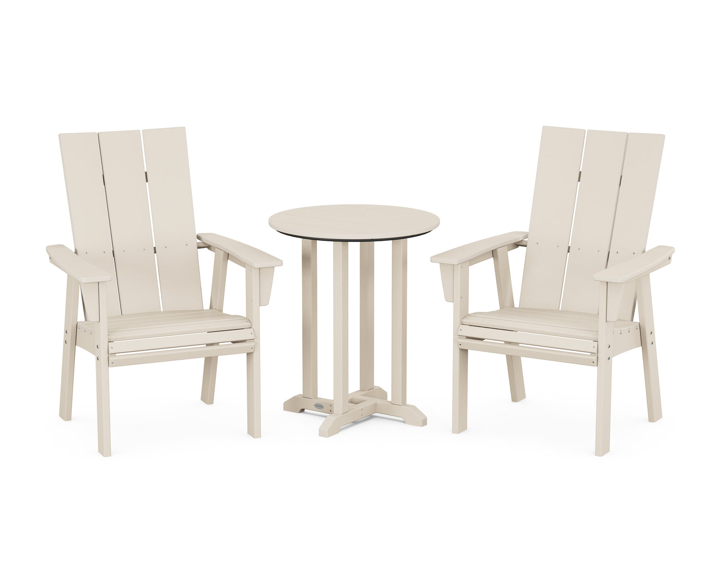 Modern Curveback Adirondack 3-Piece Round Bistro Dining Set