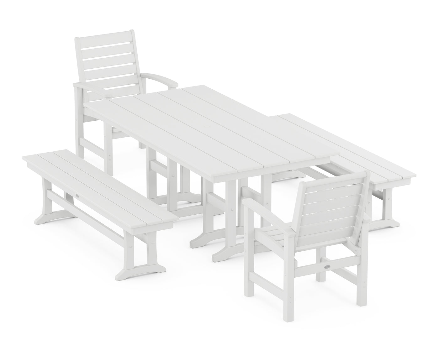 Signature 5-Piece Farmhouse Dining Set with Benches