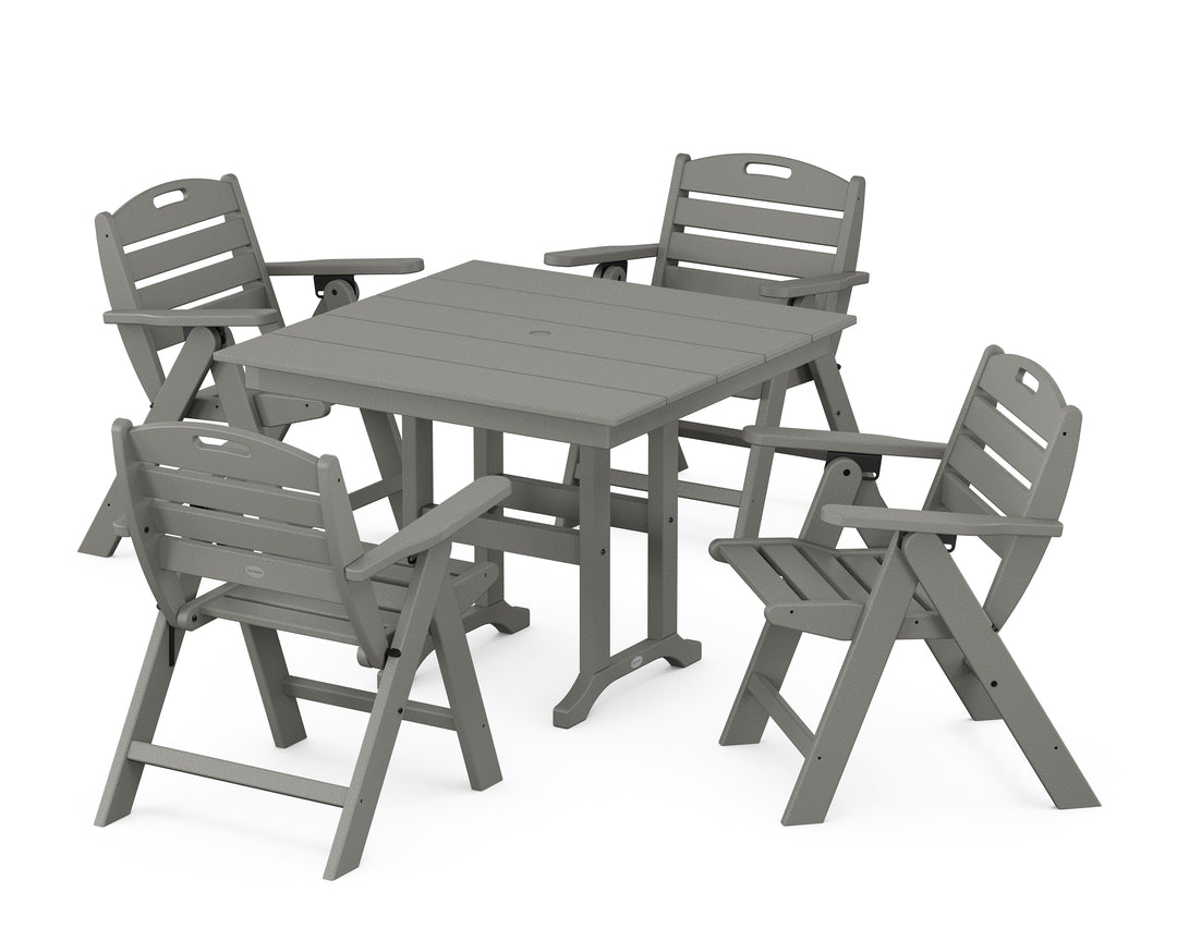 POLYWOOD® Nautical Folding Lowback Chair 5-Piece Farmhouse Dining Set