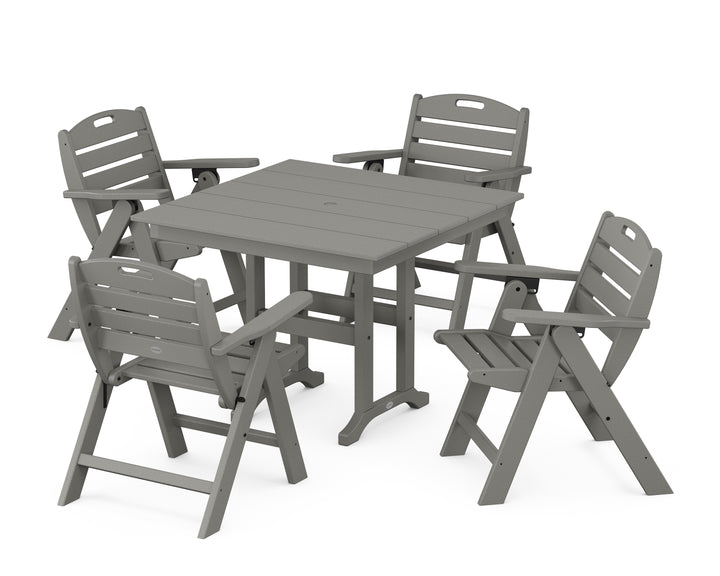 POLYWOOD® Nautical Folding Lowback Chair 5-Piece Farmhouse Dining Set