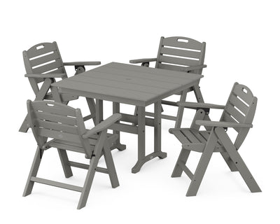 Nautical Folding Lowback Chair 5-Piece Farmhouse Dining Set