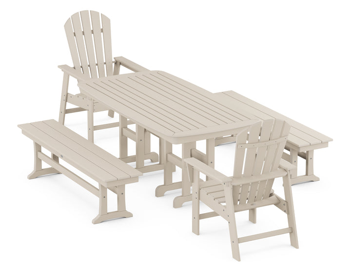 POLYWOOD® South Beach 5-Piece Dining Set with Benches