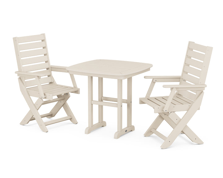POLYWOOD® Captain Folding Chair 3-Piece Dining Set