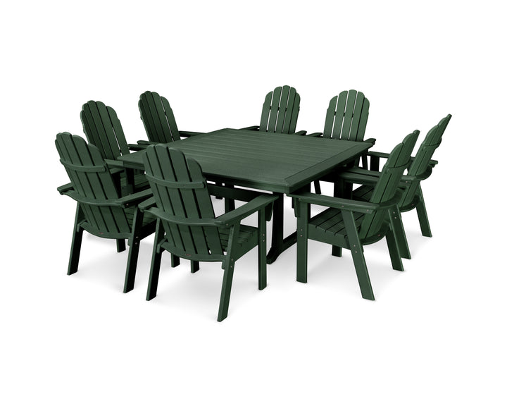 POLYWOOD® Vineyard Curveback Adirondack 9-Piece Nautical Trestle Dining Set