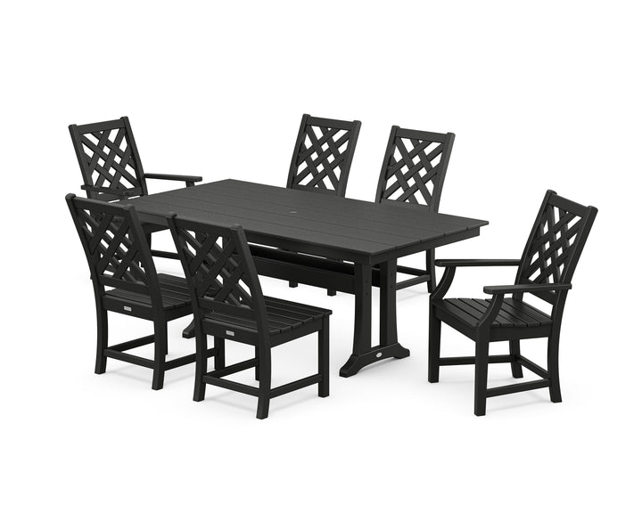 Country Living Wovendale 7-Piece Farmhouse Dining Set with Trestle Legs