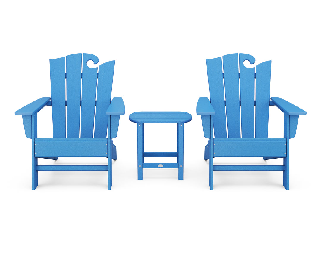 POLYWOOD® Wave 3-Piece Adirondack Set with The Ocean Chair