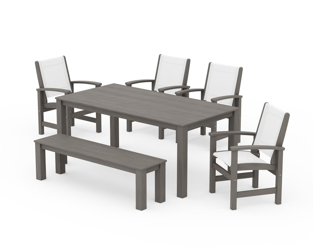 POLYWOOD® Coastal 6-Piece Parsons Dining Set with Bench