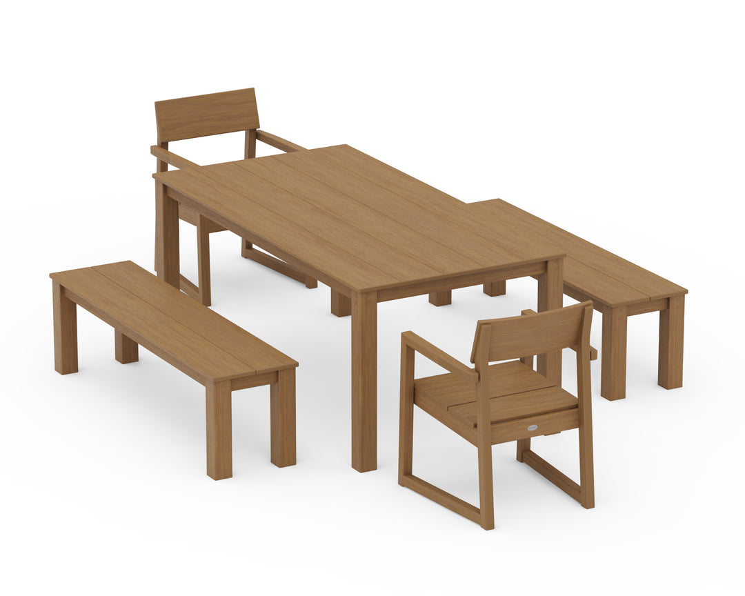 POLYWOOD® EDGE 5-Piece Parsons Dining Set with Benches