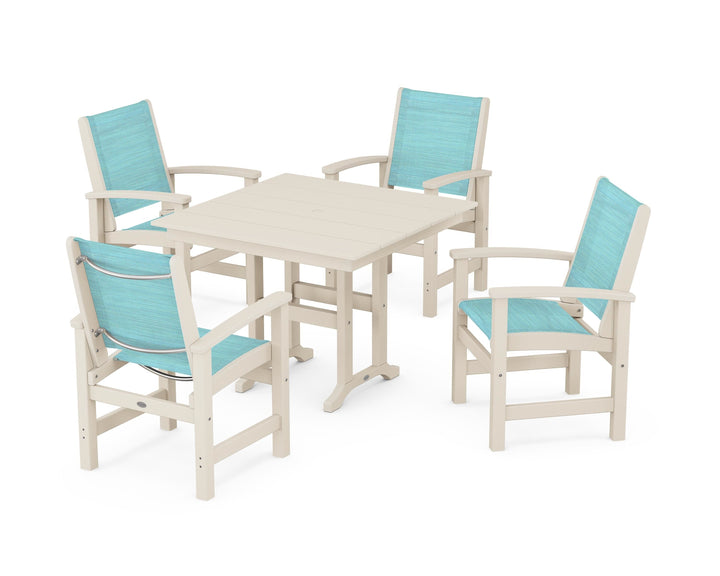 POLYWOOD® Coastal 5-Piece Farmhouse Dining Set