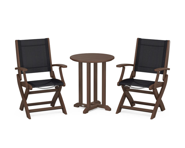 POLYWOOD® Coastal Folding 3-Piece Round Bistro Dining Set