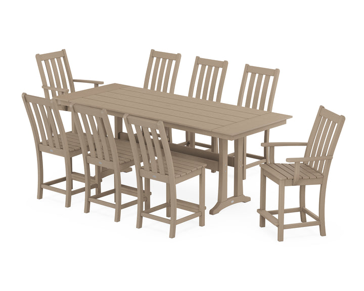 POLYWOOD® Vineyard 9-Piece Farmhouse Counter Set with Trestle Legs