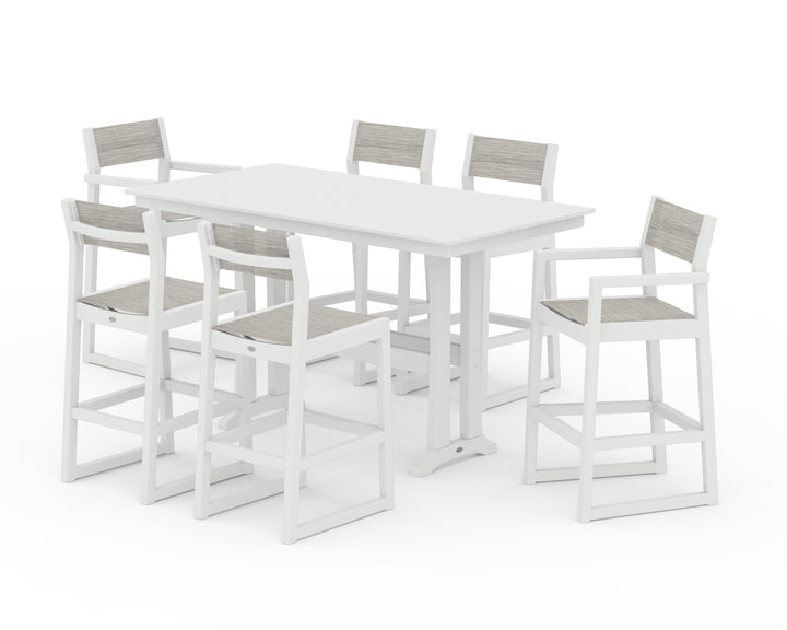 POLYWOOD® EDGE Sling 7-Piece Farmhouse Bar Set with Trestle Legs