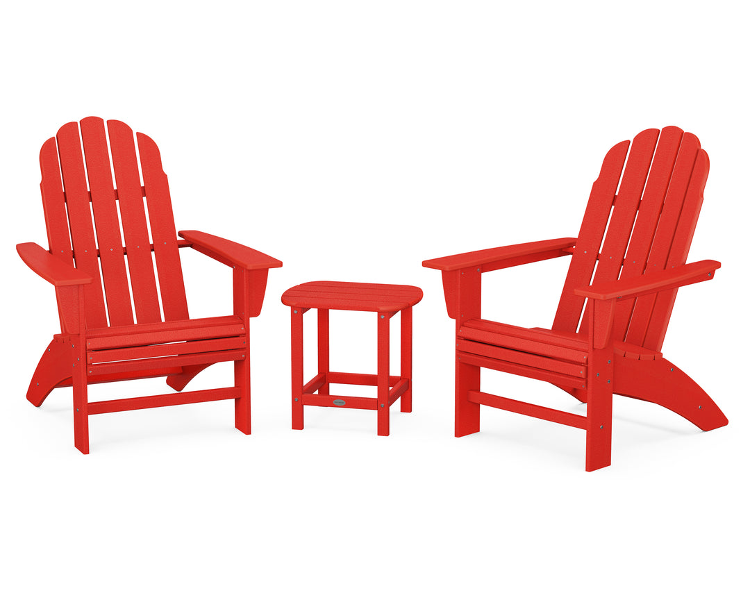 POLYWOOD® Vineyard 3-Piece Curveback Adirondack Set with South Beach 18" Side Table