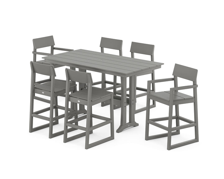 POLYWOOD® EDGE 7-Piece Farmhouse Bar Set with Trestle Legs