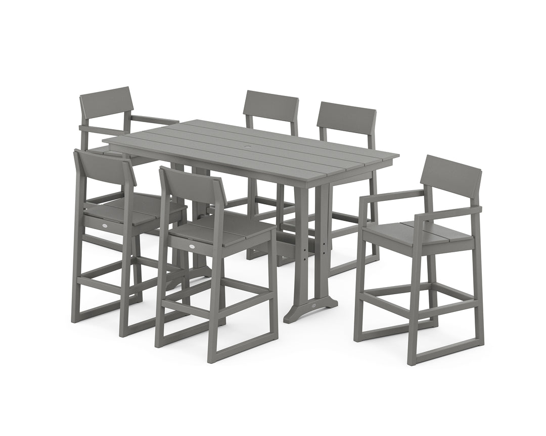 POLYWOOD® EDGE 7-Piece Farmhouse Bar Set with Trestle Legs