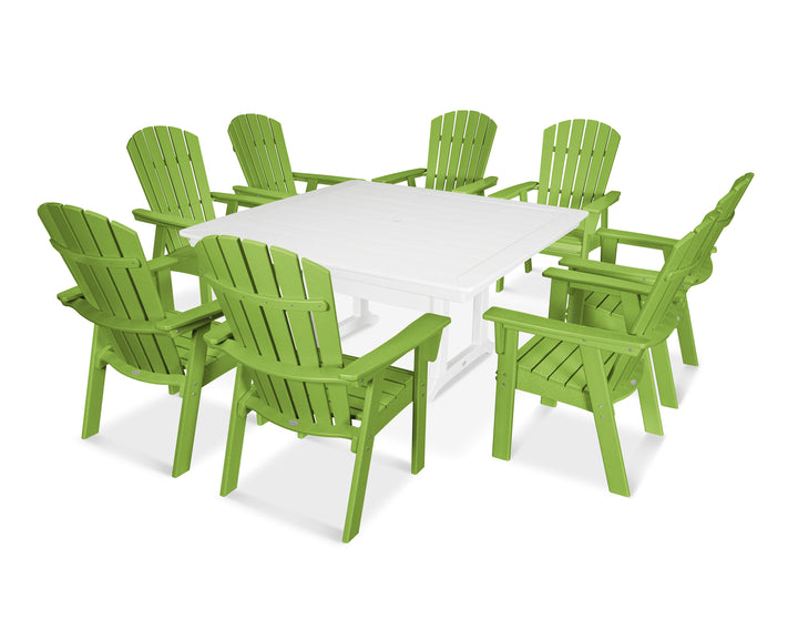 POLYWOOD® Nautical Adirondack 9-Piece Trestle Dining Set