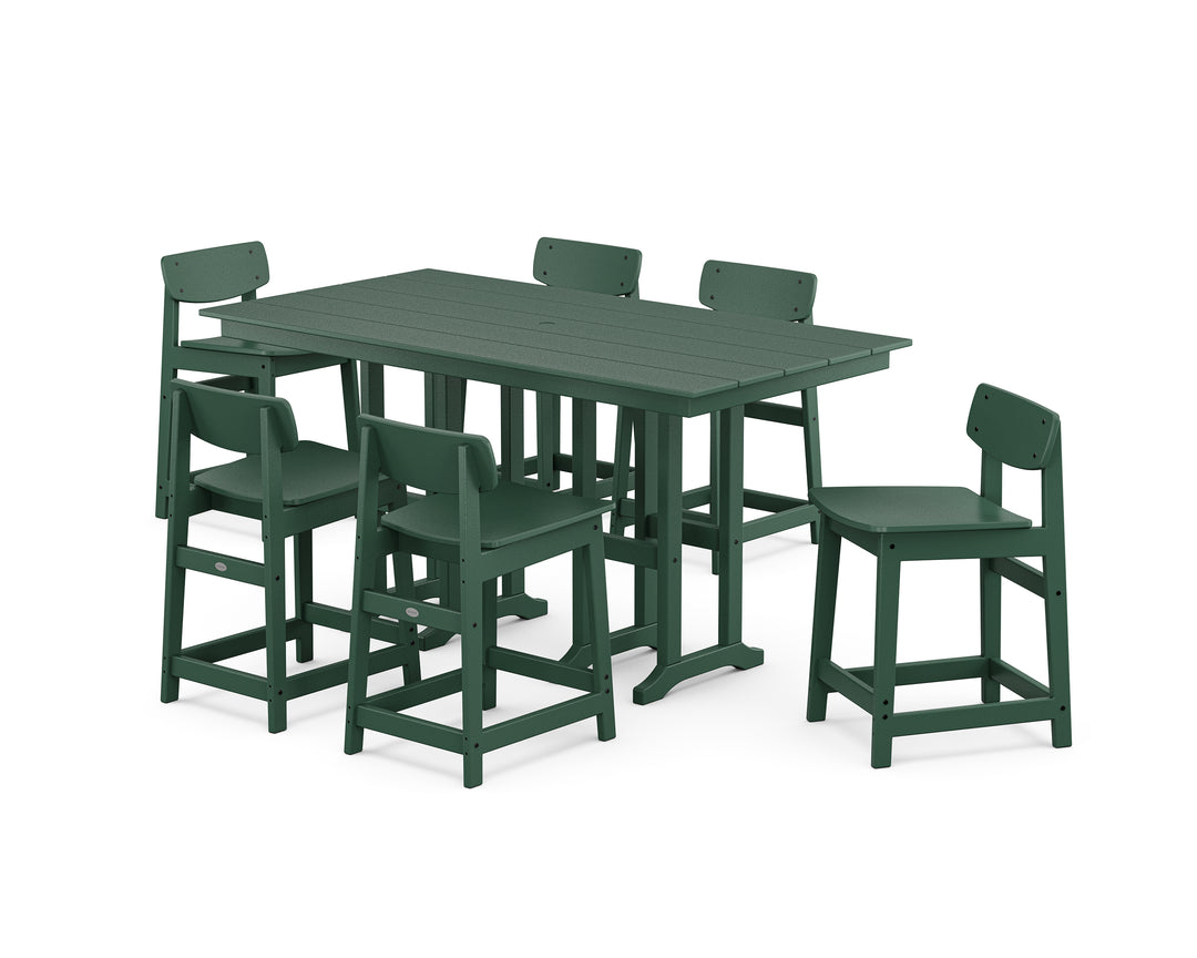 POLYWOOD® Modern Studio Urban Lowback Counter Chair 7-Piece Set