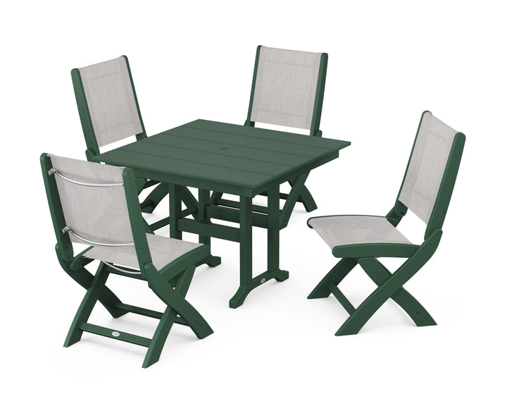 POLYWOOD® Coastal Folding Side Chair 5-Piece Farmhouse Dining Set
