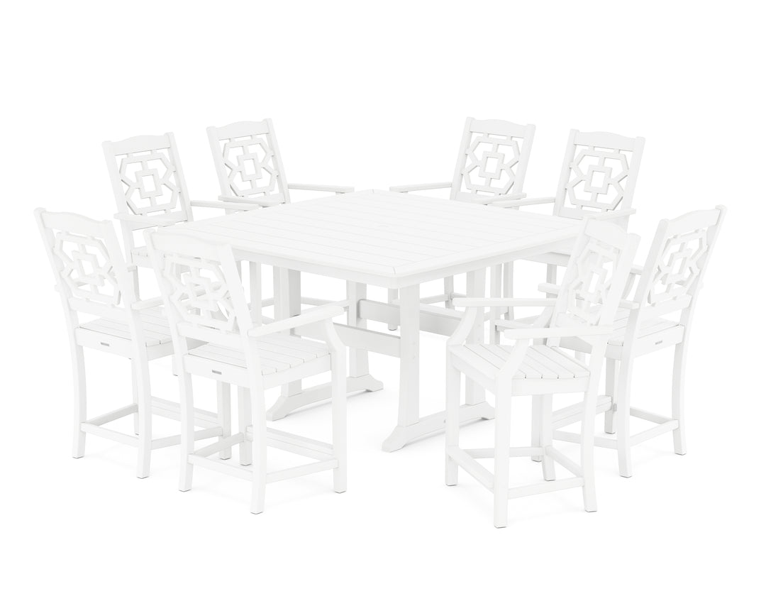 Martha Stewart by POLYWOOD® Chinoiserie 9-Piece Square Counter Set with Trestle Legs