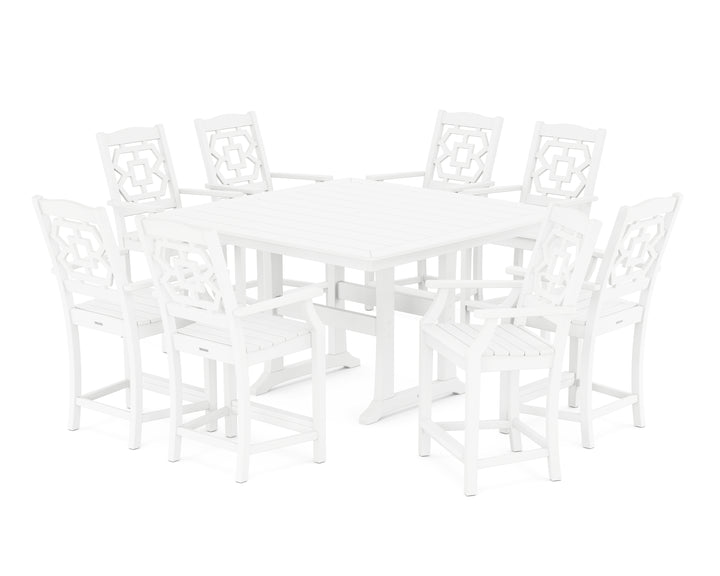 Martha Stewart by POLYWOOD® Chinoiserie 9-Piece Square Counter Set with Trestle Legs
