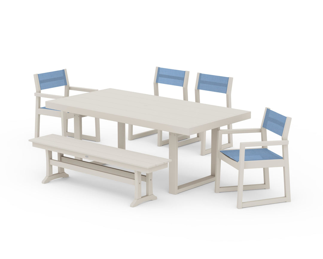 POLYWOOD® EDGE Sling 6-Piece Dining Set with Bench