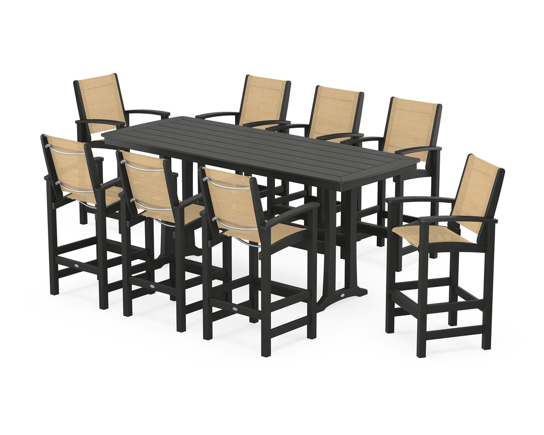 POLYWOOD® Coastal 9-Piece Bar Set with Trestle Legs