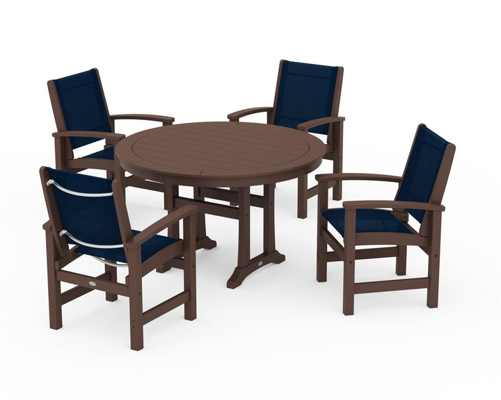 POLYWOOD® Coastal 5-Piece Round Dining Set with Trestle Legs