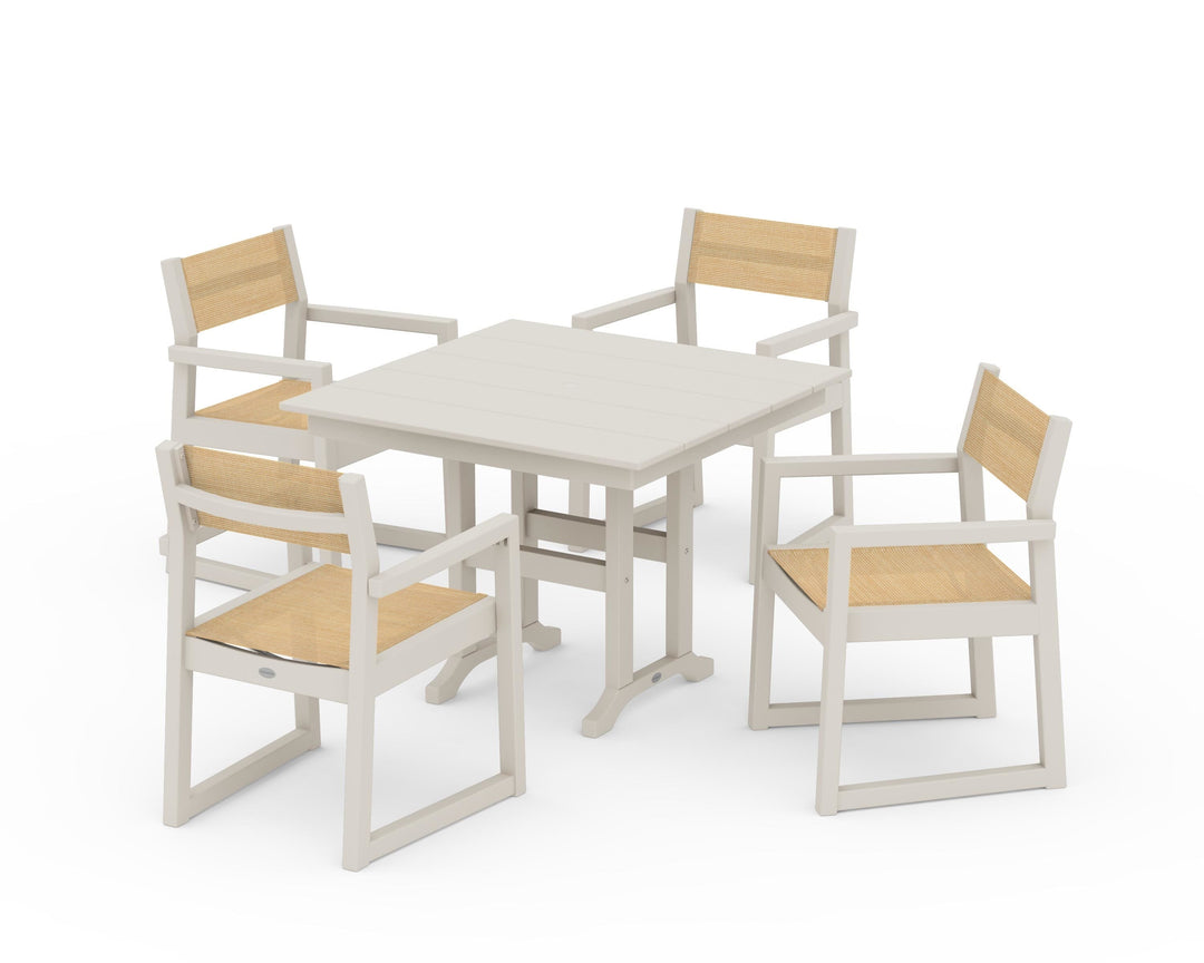 POLYWOOD® EDGE Sling Arm Chair 5-Piece Farmhouse Dining Set