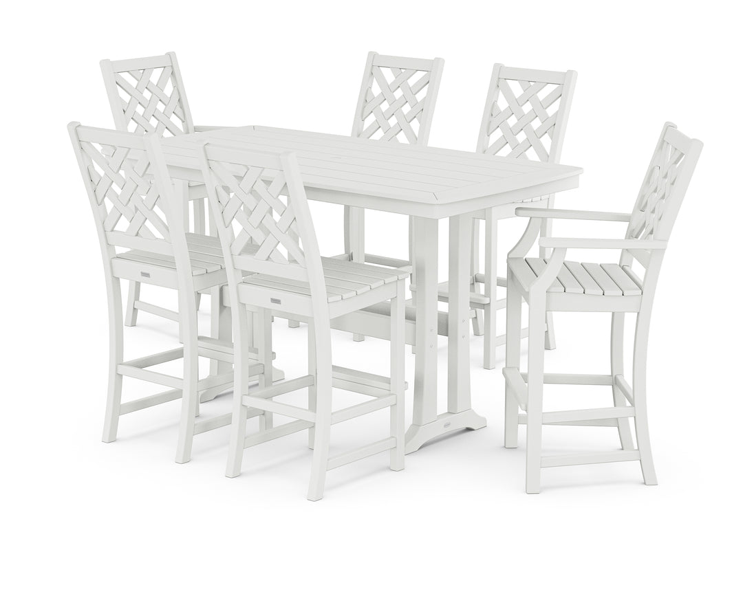 Country Living Wovendale 7-Piece Bar Set with Trestle Legs