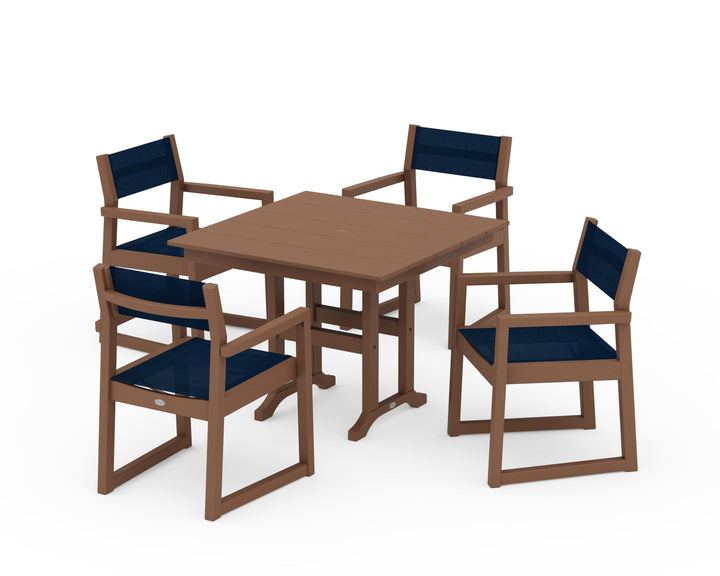 POLYWOOD® EDGE Sling Arm Chair 5-Piece Farmhouse Dining Set