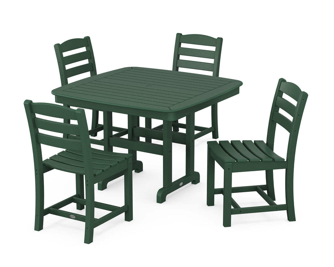 POLYWOOD® La Casa Café Side Chair 5-Piece Dining Set with Nautical Dining Table with Trestle Legs