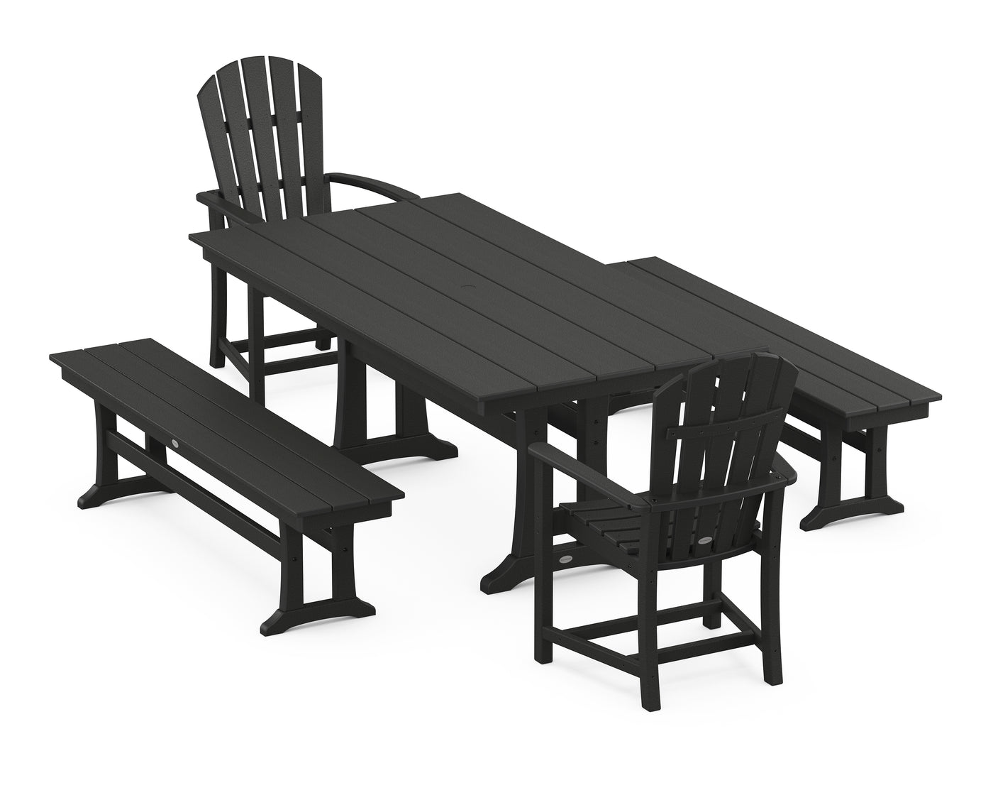 Palm Coast 5-Piece Farmhouse Dining Set With Trestle Legs