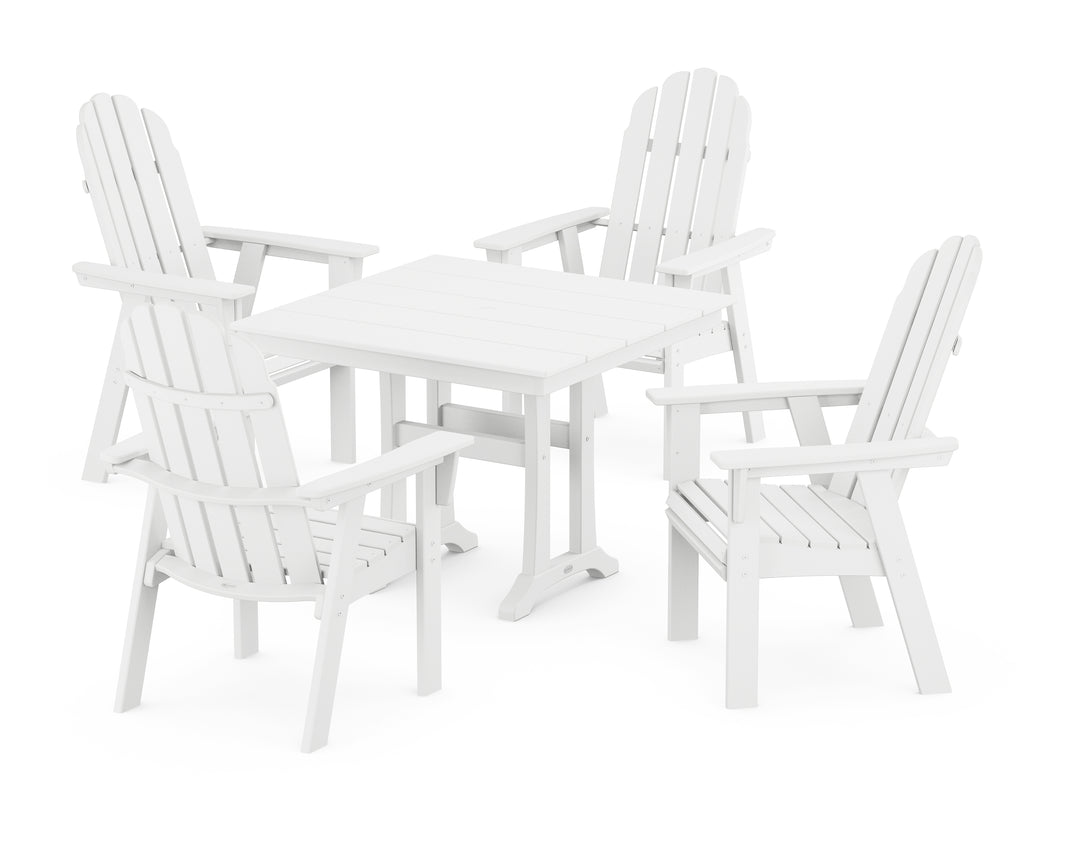 POLYWOOD® Vineyard Adirondack 5-Piece Farmhouse Dining Set With Trestle Legs