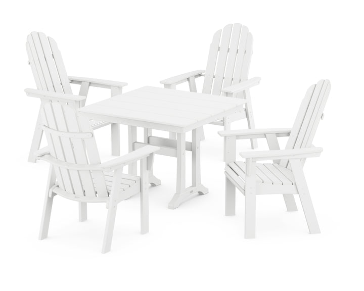 POLYWOOD® Vineyard Adirondack 5-Piece Farmhouse Dining Set With Trestle Legs