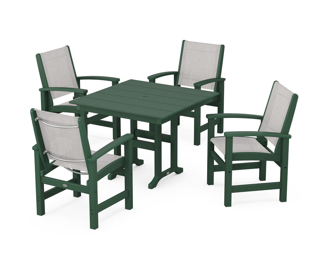 POLYWOOD® Coastal 5-Piece Farmhouse Dining Set