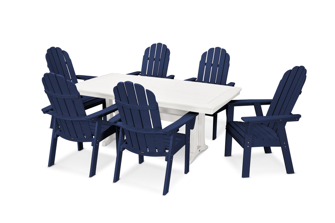 POLYWOOD® Vineyard Curveback Adirondack 7-Piece Dining Set with Trestle Legs
