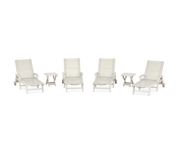 POLYWOOD® Coastal Chaise 6-Piece Set with Wheels